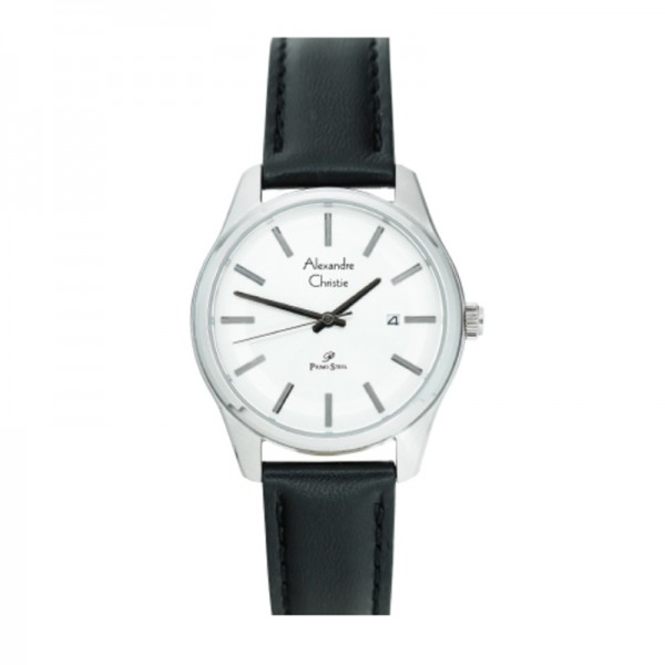 Alexandre Christie AC 1027 Silver White Black Leather Leather LDLSSSLBA